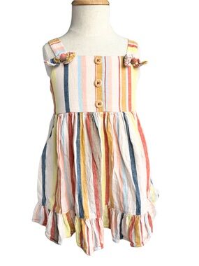Goodlad Girls Linen Blend Stripe Dress Summer Sundress Size 2T